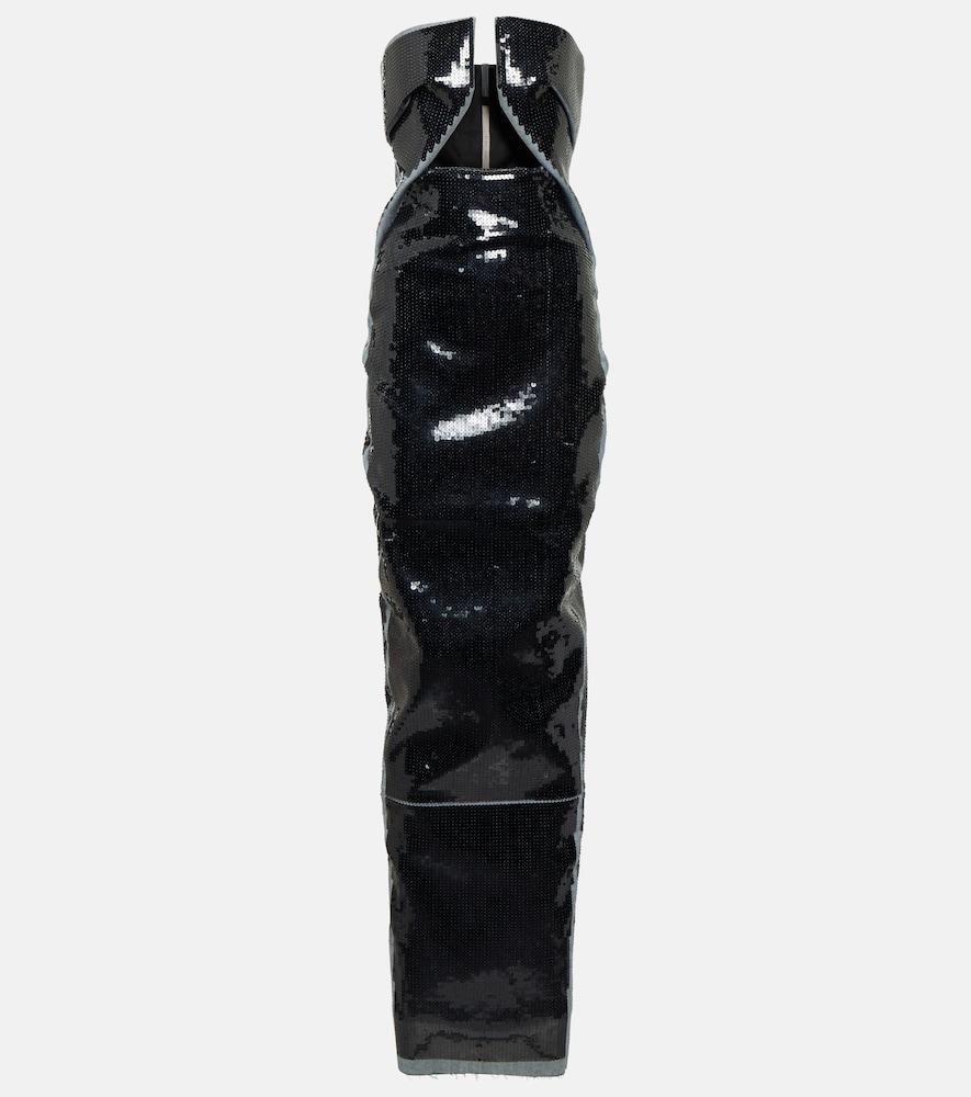 rick owens strapless sequined gown