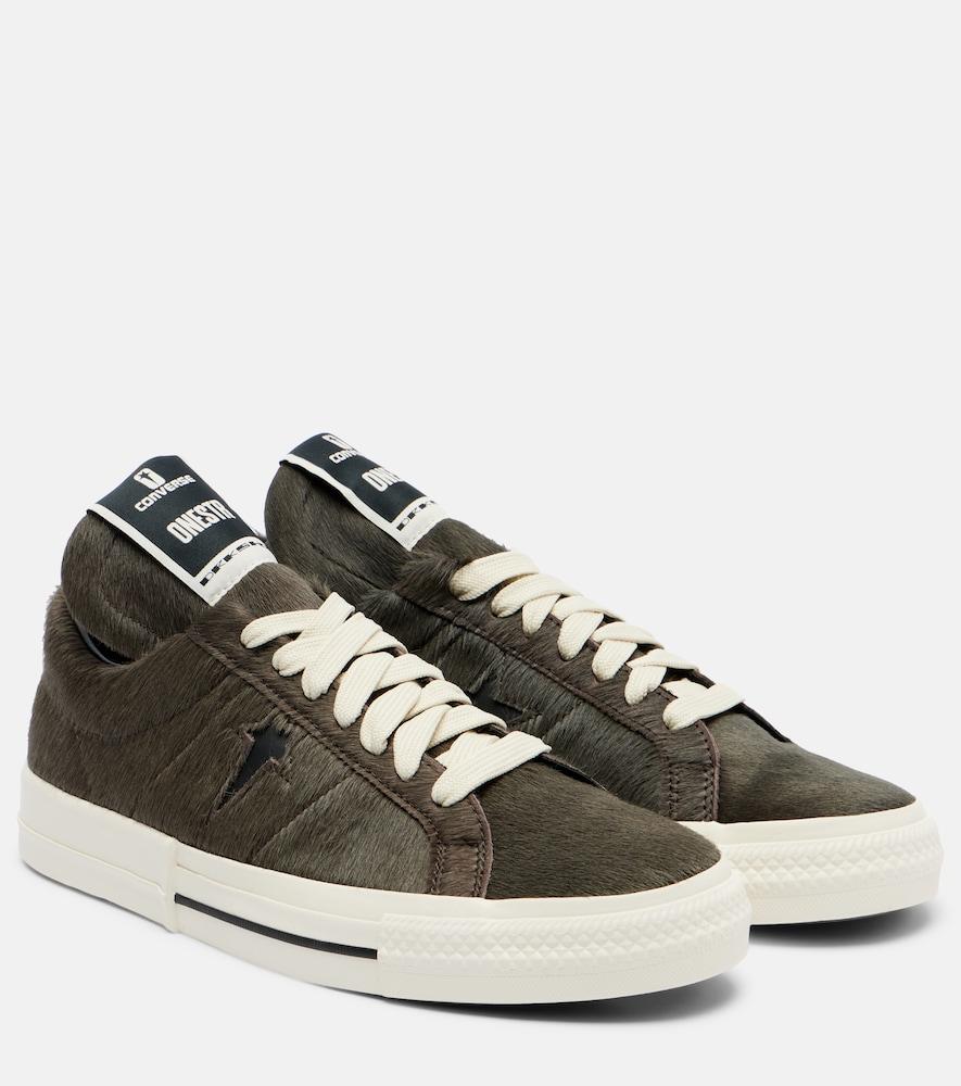 rick owens x converse drkshdw one star pro ox calf hair sneakers