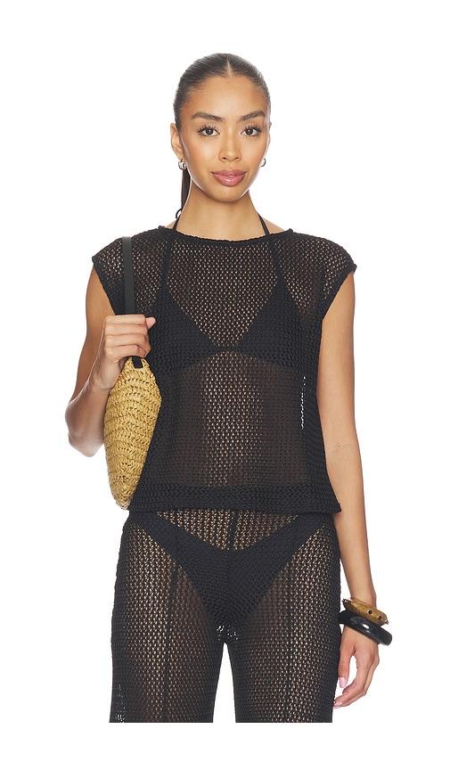 ripley rader fishnet lounge tank in black. - size l (also in s, xs, m)