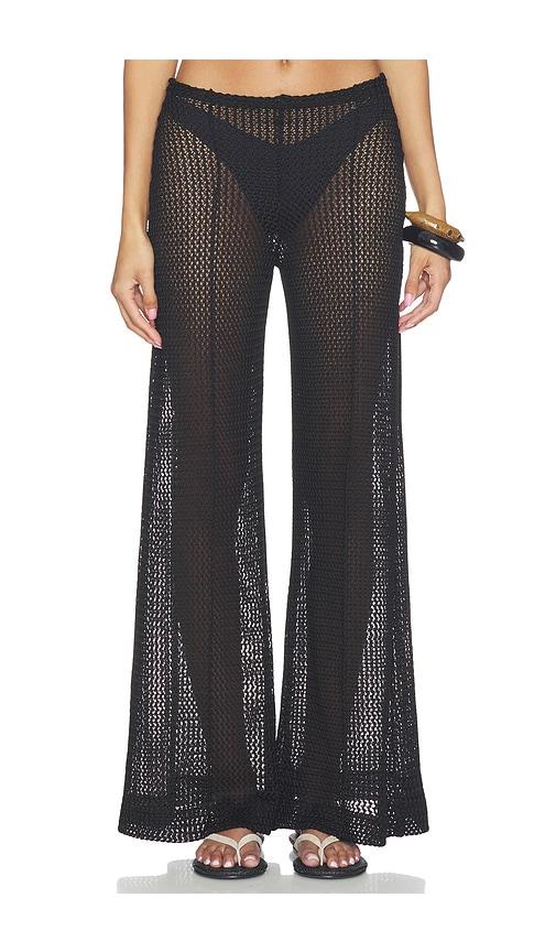 ripley rader fishnet wide leg pant in black. - size l (also in s, xs, m)