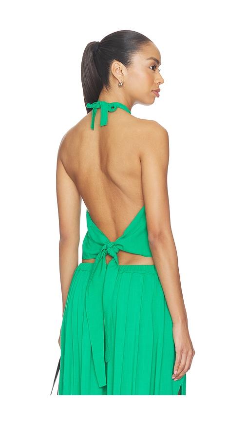 ripley rader linen tie back halter top in green. - size l (also in s, xs, m)
