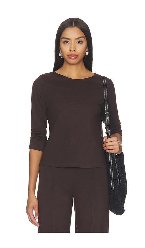 ripley rader ponte knit 3/4 sleeve top in chocolate. - size l (also in m, s, xs)