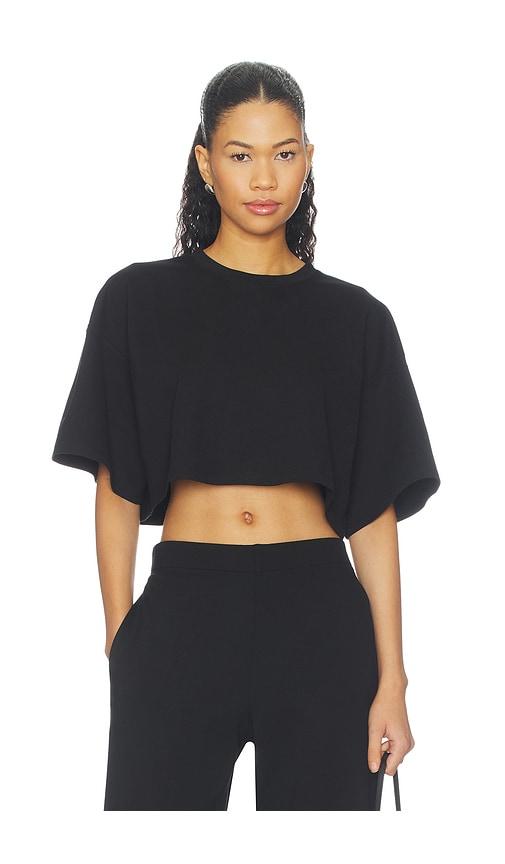 ripley rader ponte knit crop top in black. - size l (also in m, s)