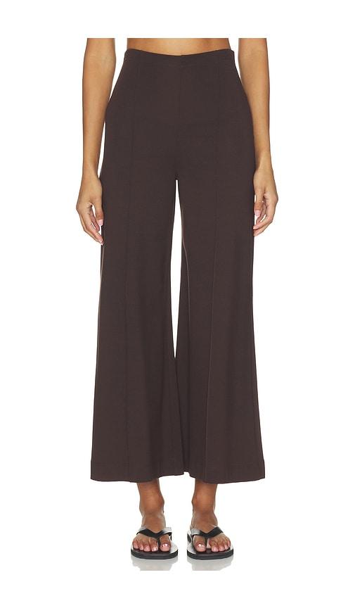 ripley rader ponte knit cropped wide leg pant in chocolate. - size l (also in m, s, xs)