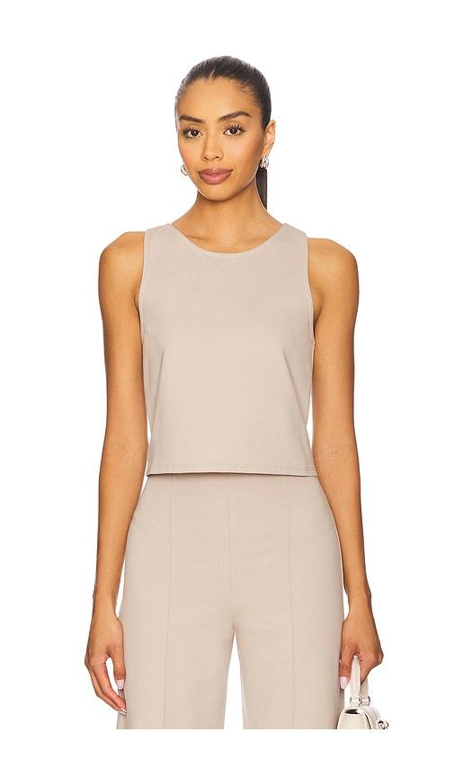 ripley rader ponte knit tank top in beige. - size l (also in s)