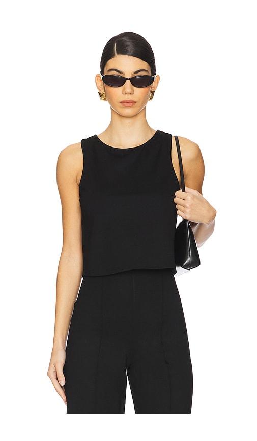 ripley rader ponte knit tank top in black. - size l (also in m)