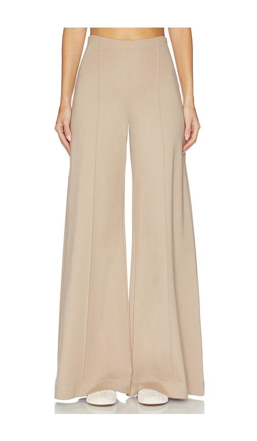 ripley rader ponte knit wide leg pant in tan. - size l (also in s, xs, m)