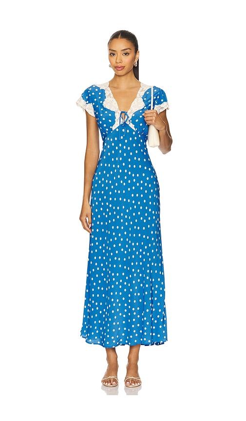 rixo amari dress in blue. - size l (also in m)
