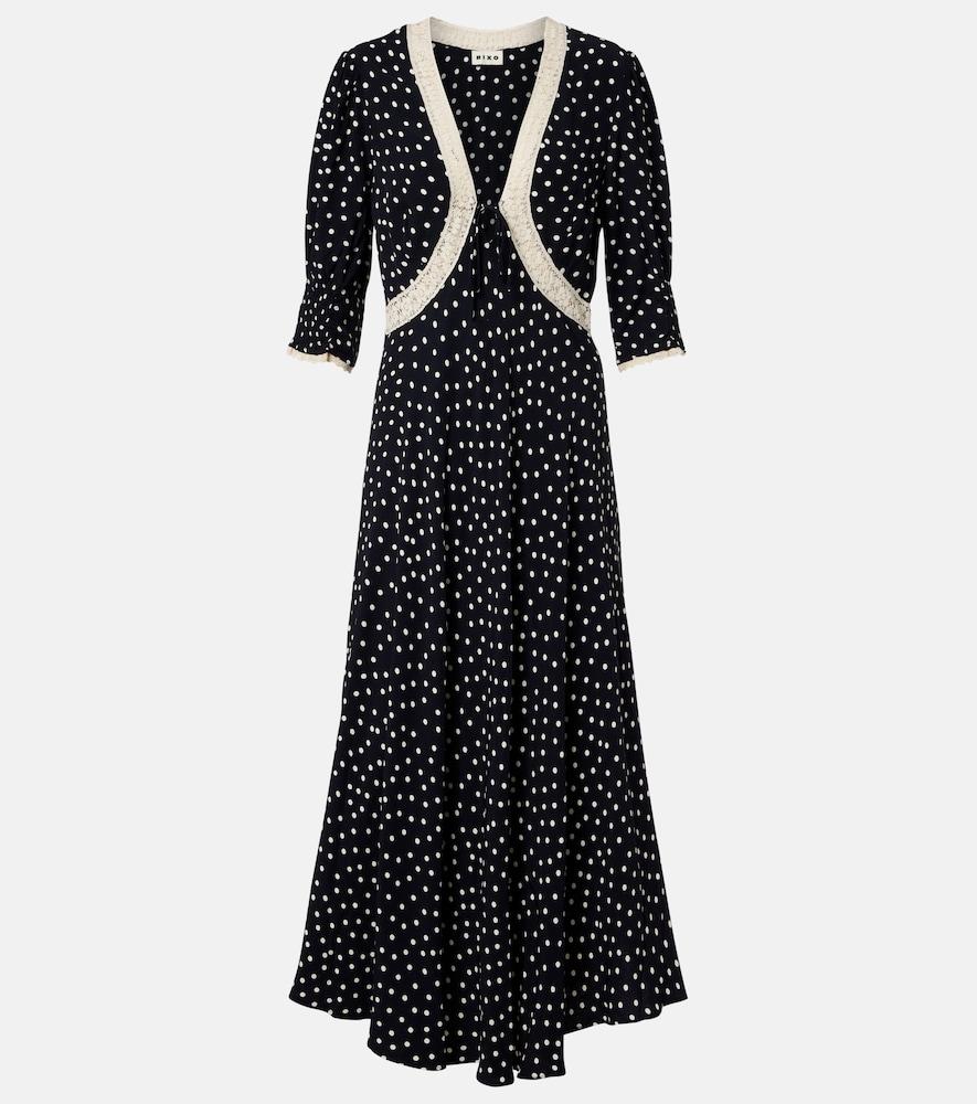 rixo amina polka-dot crêpe midi dress