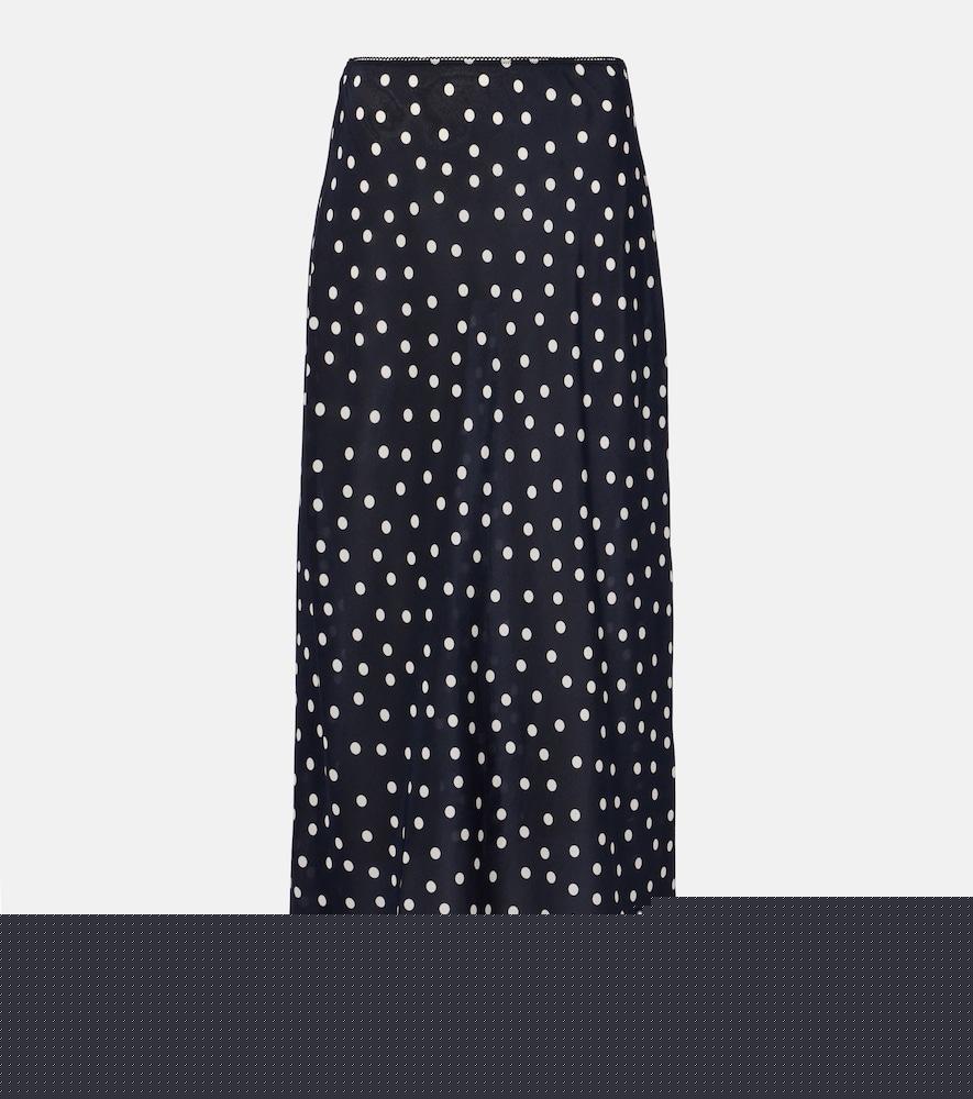 rixo ardith polka-dot silk midi skirt