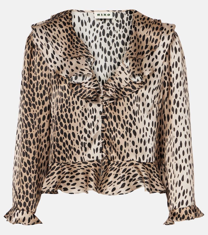 rixo atlas leopard-print silk blouse