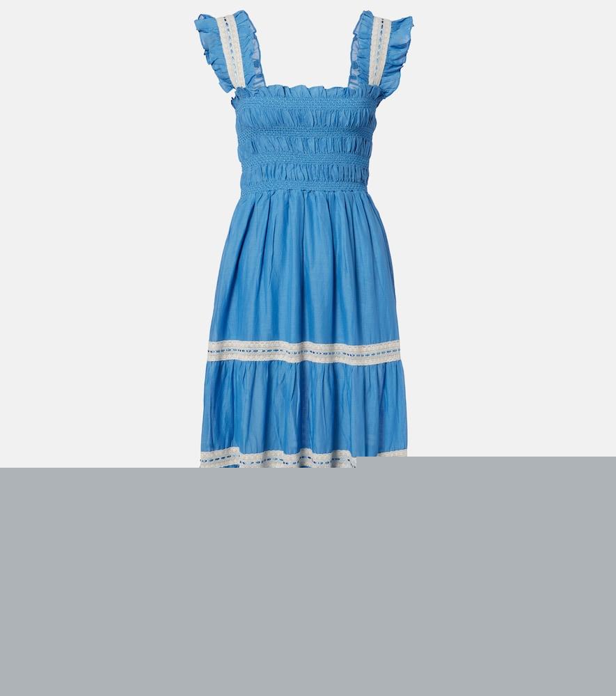 rixo aubrie lace-trimmed cotton voile midi dress