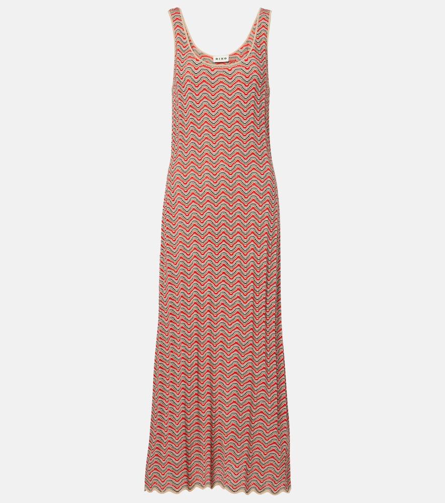 rixo bondi open-knit cotton maxi dress