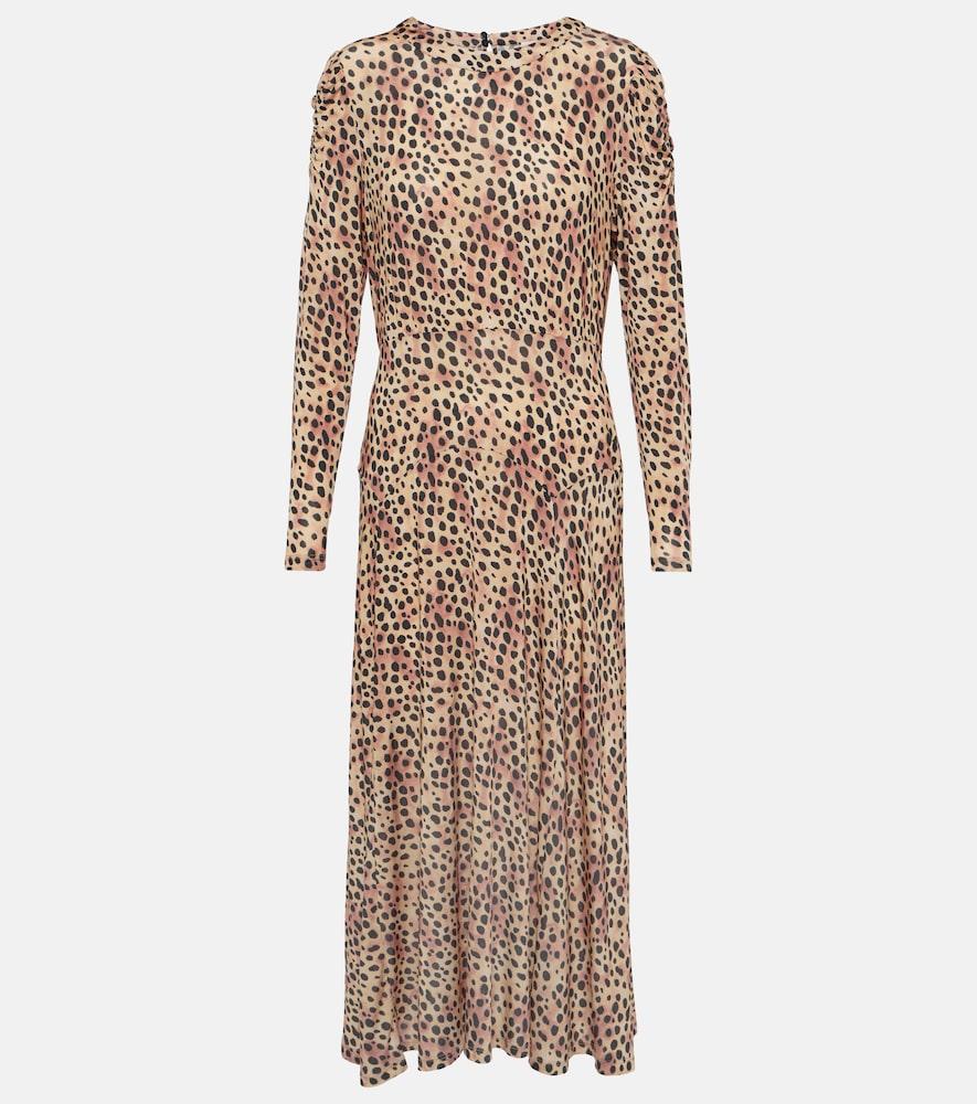 rixo cerise leopard-print midi dress