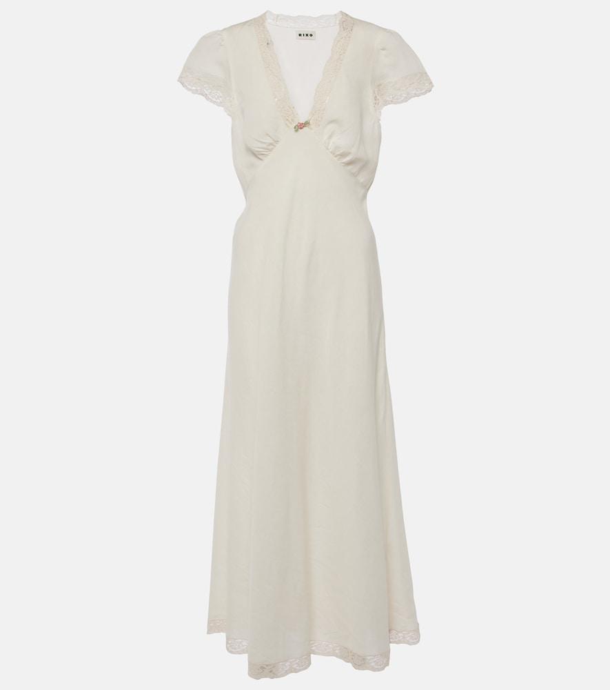 rixo clarice lace-trimmed midi dress
