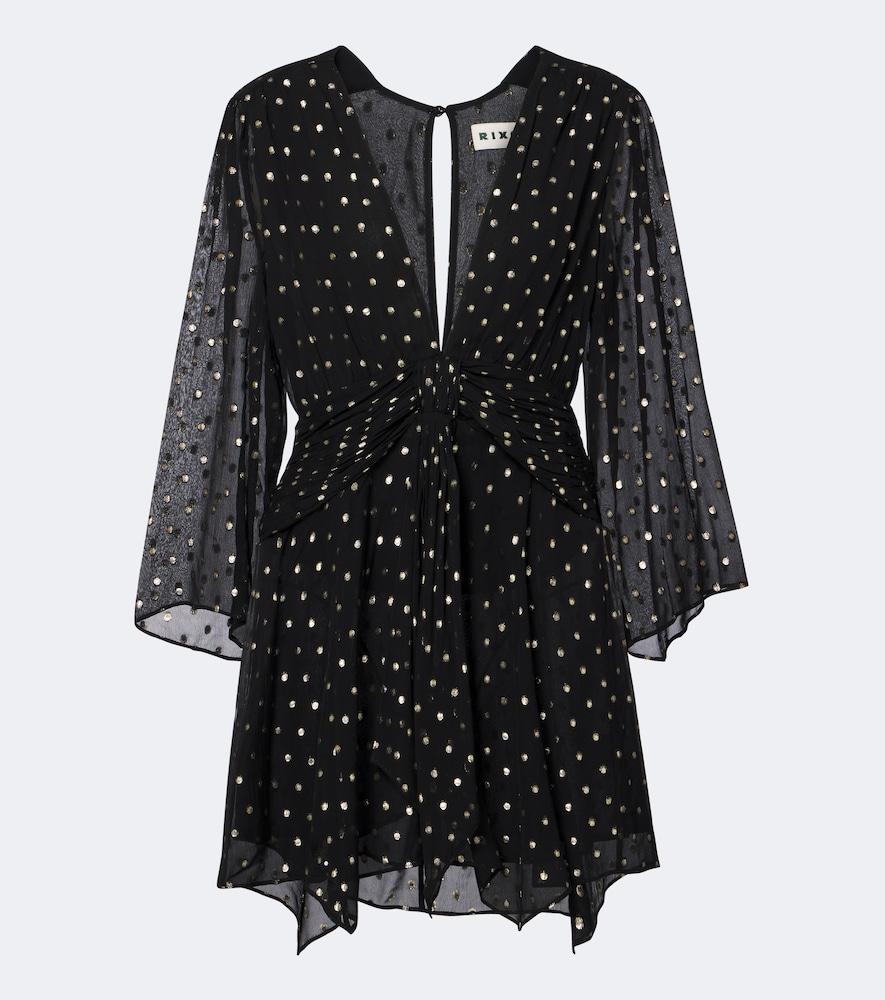 rixo clove polka-dot chiffon minidress