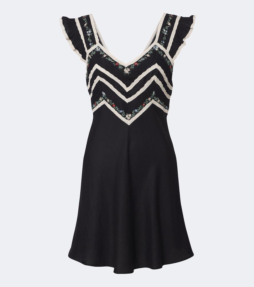 rixo diaz embroidered lace-trimmed minidress