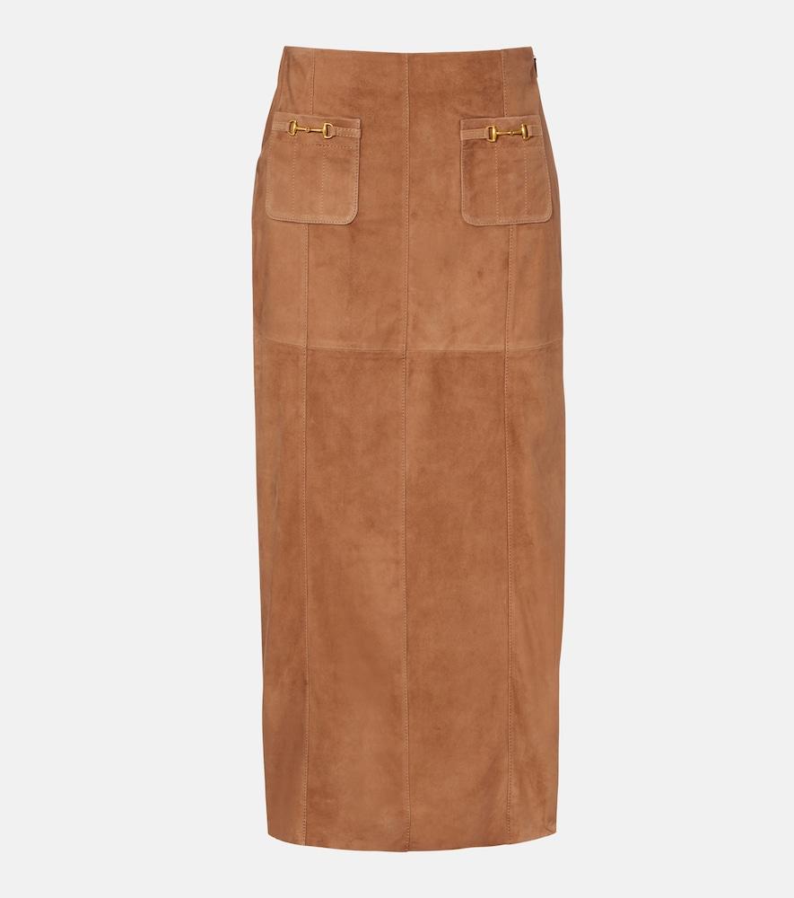 rixo edwina high-waist suede midi skirt