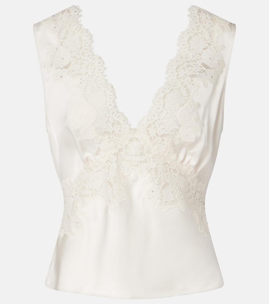 rixo emmie lace-trimmed satin top