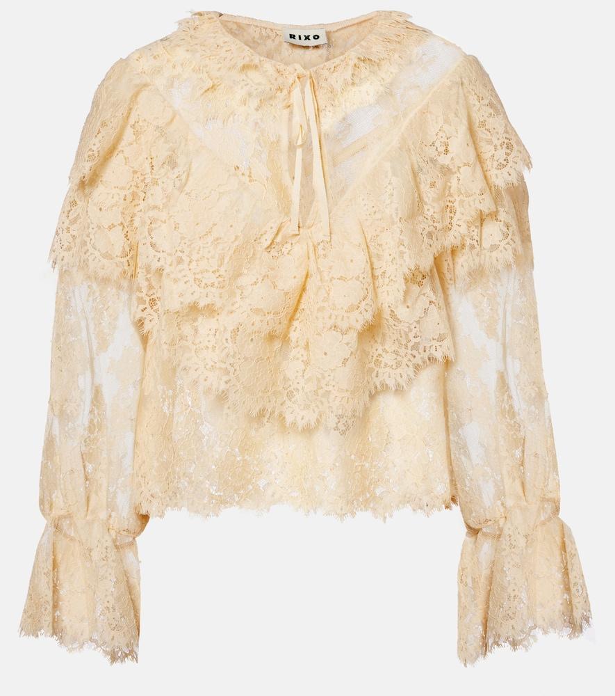 rixo faryn ruffled lace blouse