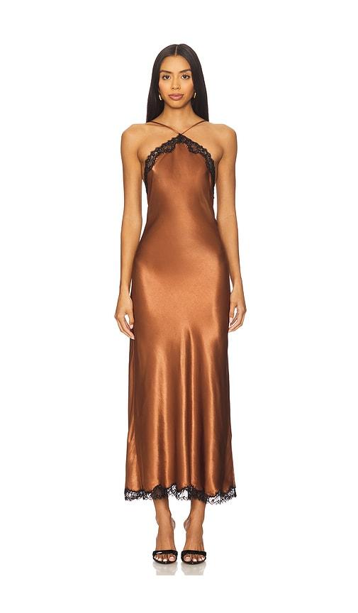 rixo harlan dress in brown. - size l (also in xs)
