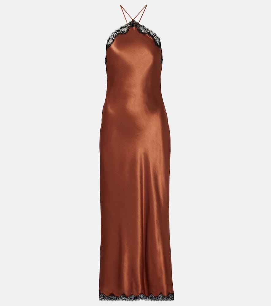 rixo harlan lace-trimmed satin midi dress