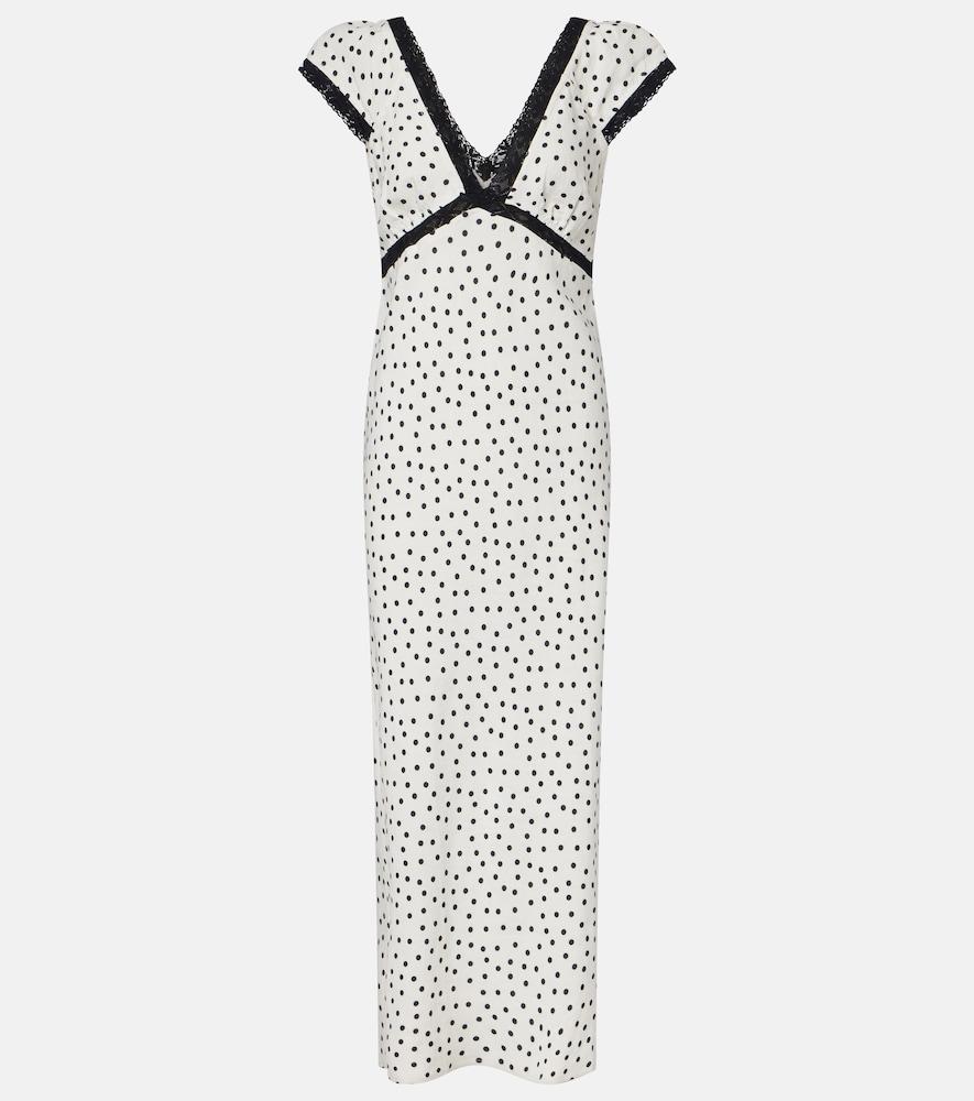 rixo iggy polka-dot linen-blend midi dress