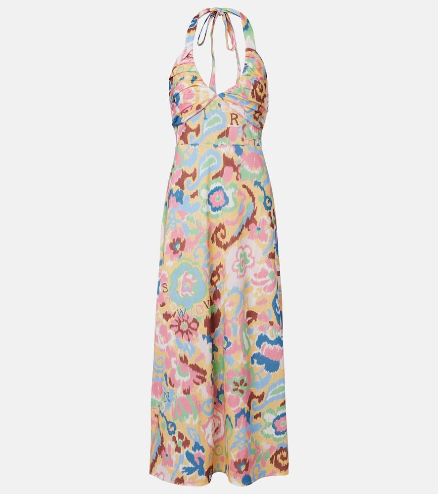rixo ilyana printed cotton jersey midi dress