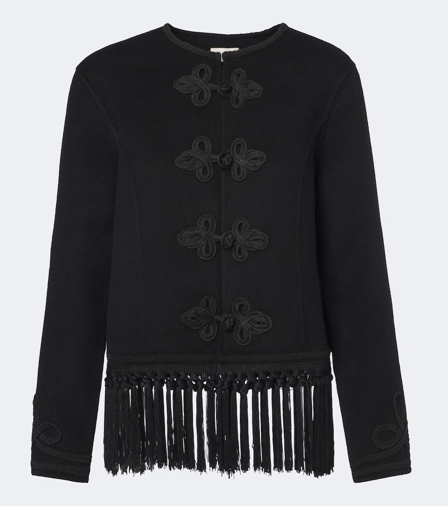 rixo inga fringed wool-blend jacket