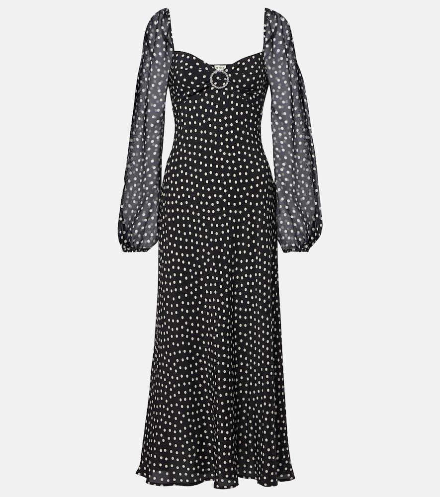rixo ivy polka-dot silk maxi dress