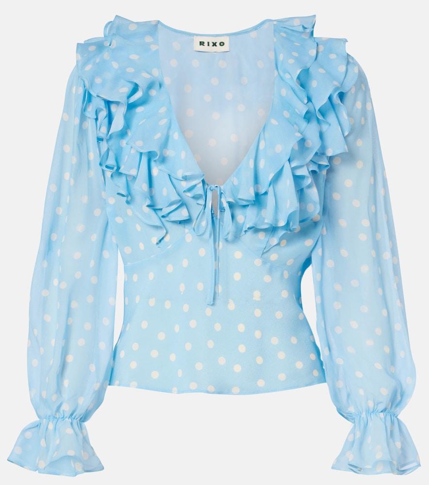 rixo lasca polka-dot silk top