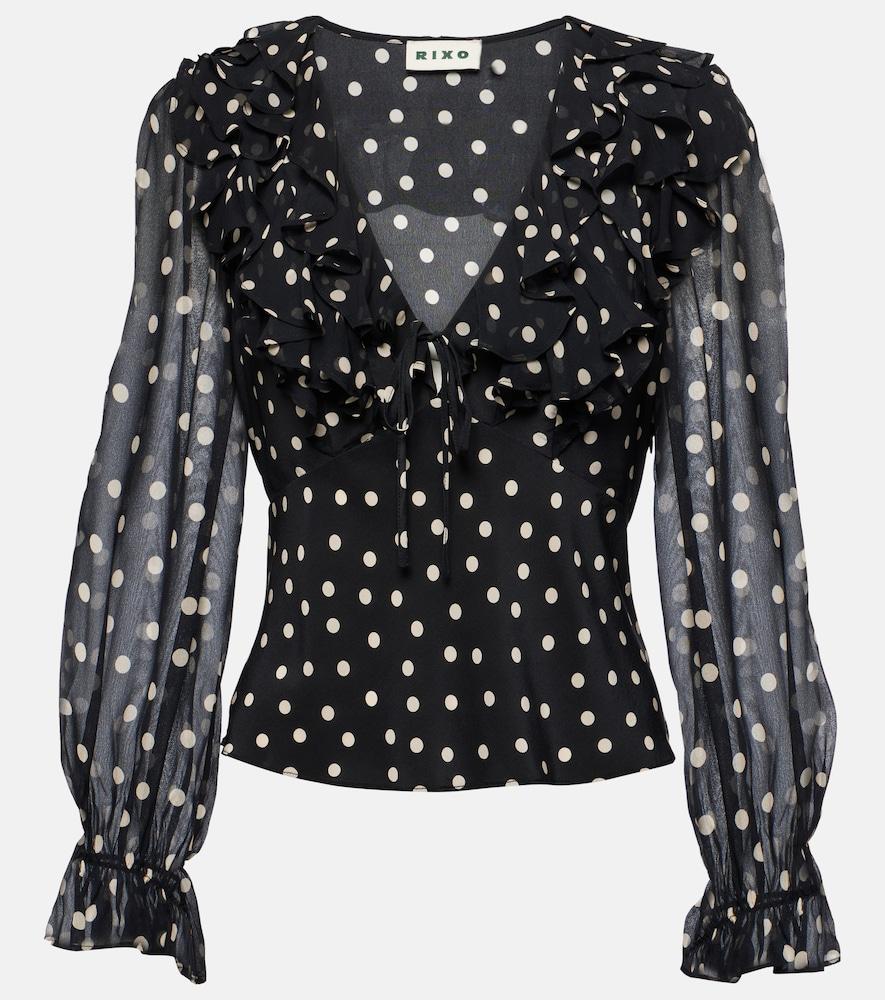 rixo lasca ruffled silk blouse