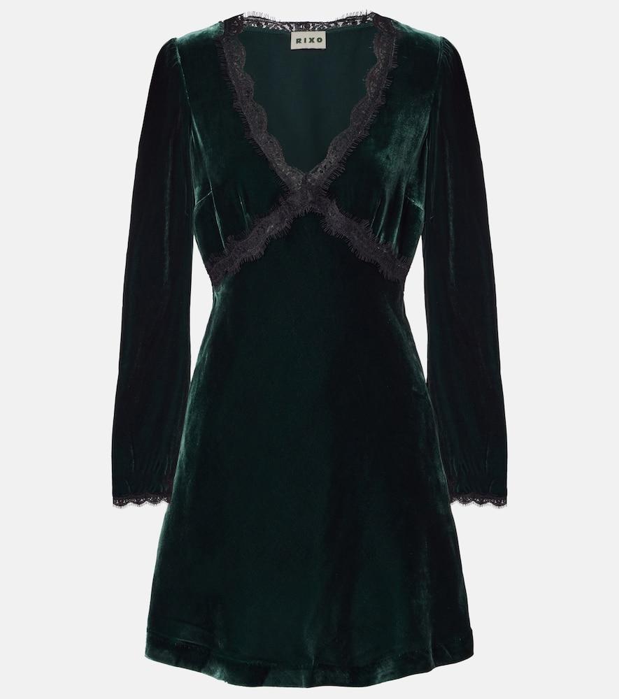 rixo macie lace-trimmed velvet minidress
