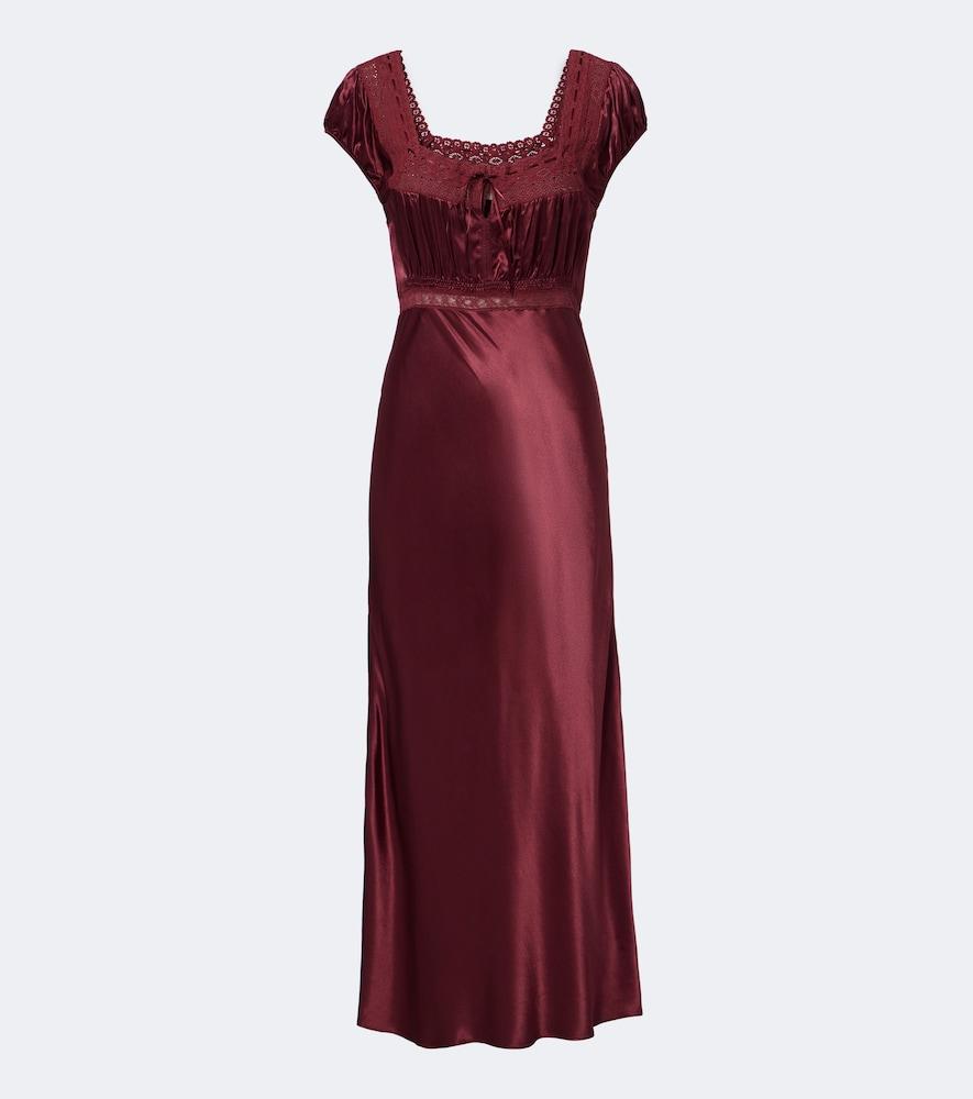 rixo maeva lace-trimmed satin midi dress