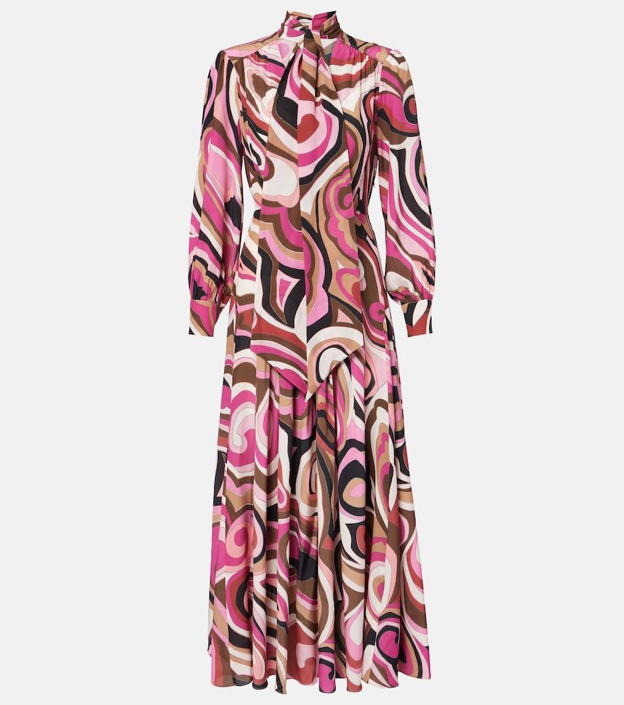 rixo marigold silk crêpe de chine midi dress