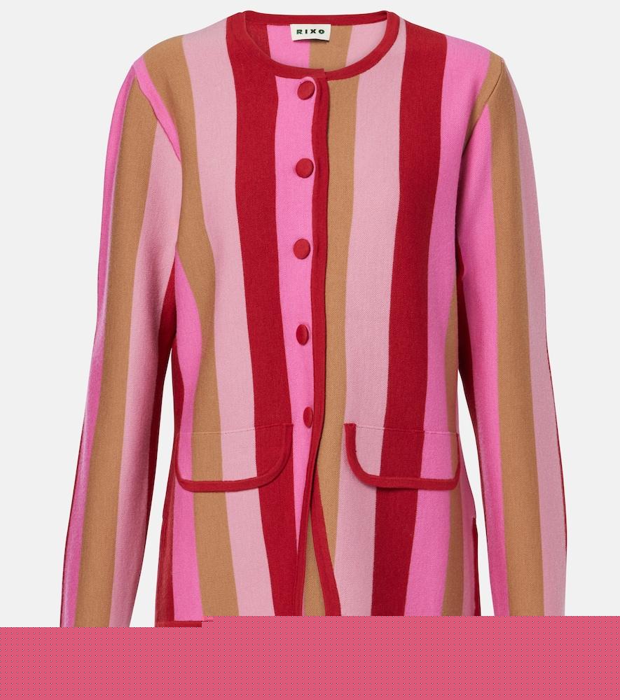 rixo mirja striped wool-blend cardigan