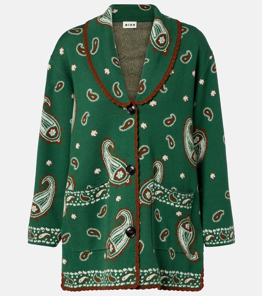 rixo morla paisley wool and cotton cardigan