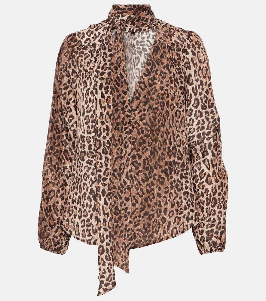 rixo moss leopard-print silk blouse