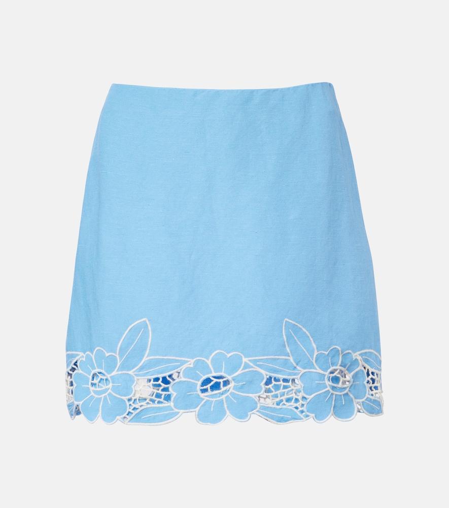 rixo nancye cutout linen-blend miniskirt