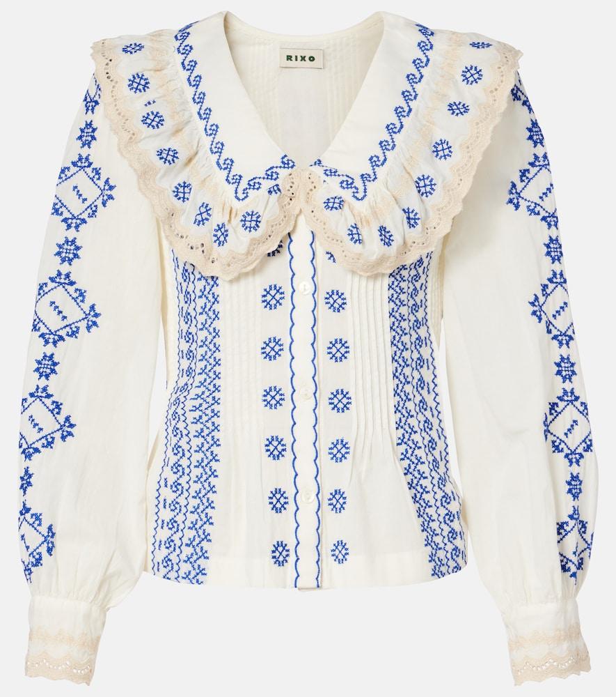 rixo percy embroidered cotton blouse