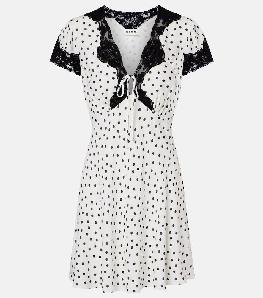 rixo polka-dot lace-trimmed minidress