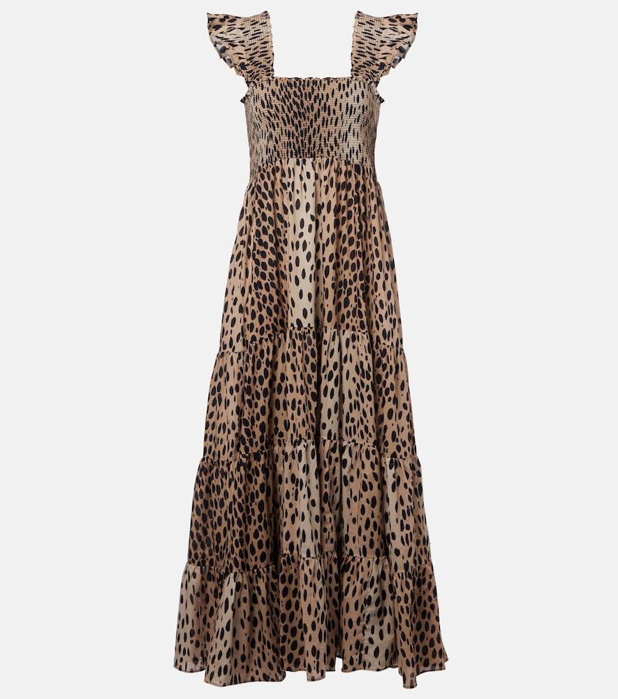 rixo tiered leopard-print cotton maxi dress