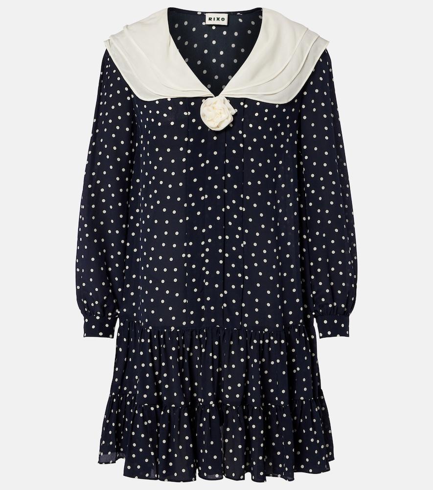 rixo valetta polka-dot silk crêpe minidress