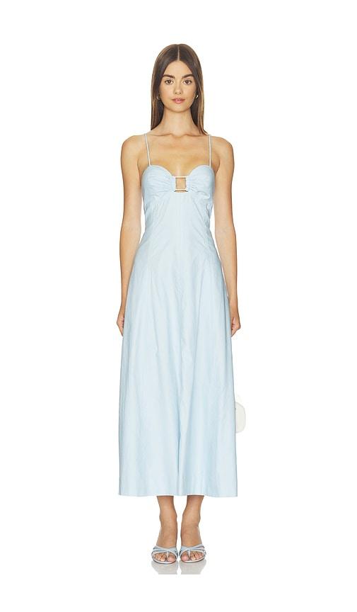 roame. arabella midi dress in blue. - size m (also in s)