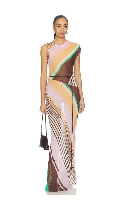 roame. capri maxi dress in pink,brown. - size xl (also in xs)