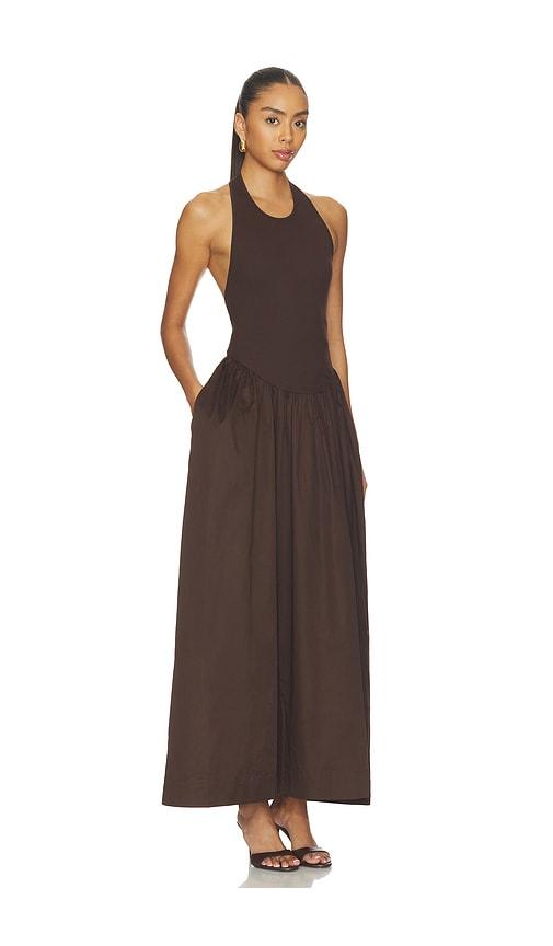 roame. cody rib maxi dress in chocolate. - size l (also in xs, s, m, xl)