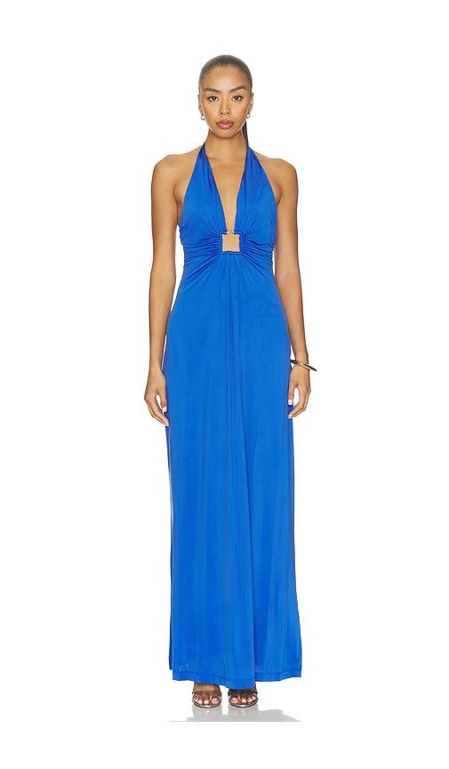 roame. sawyer cupro halter dress in blue. - size l (also in m)
