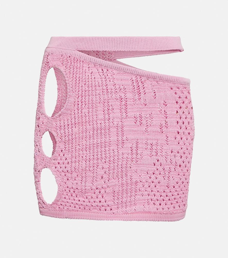 roberta einer distressed cutout cotton-blend miniskirt