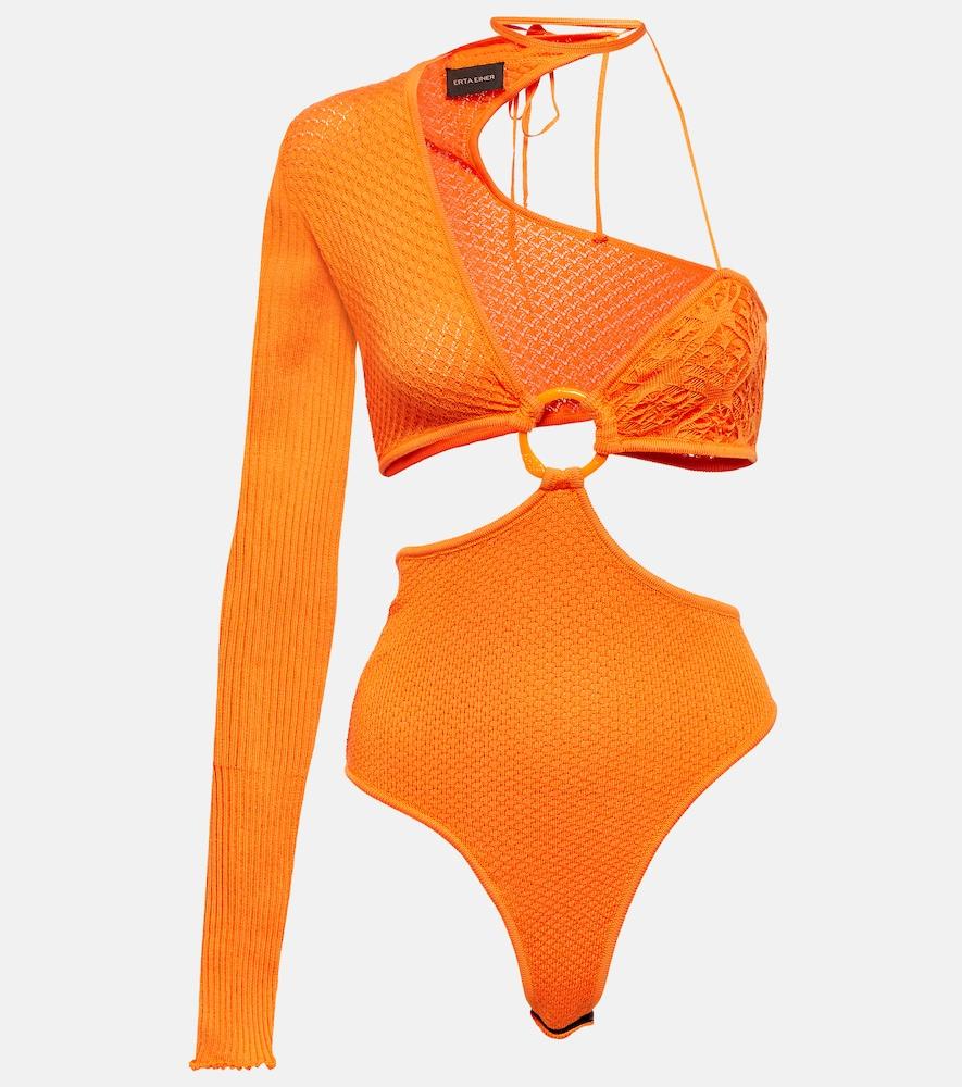 roberta einer legato asymmetrical cotton-blend bodysuit