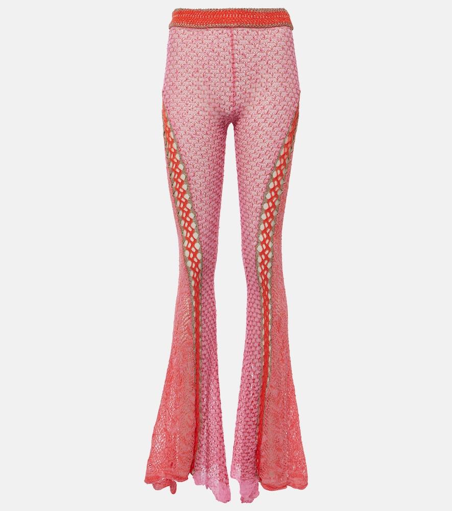 roberta einer open-knit cotton flared trousers